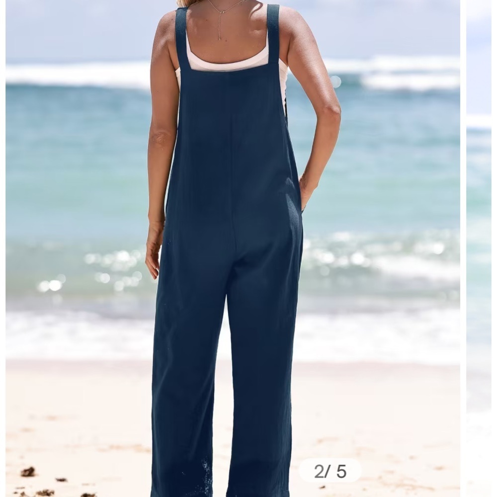 Cupshe U Neck Stylish Navy Blue Jumpsuit Size M